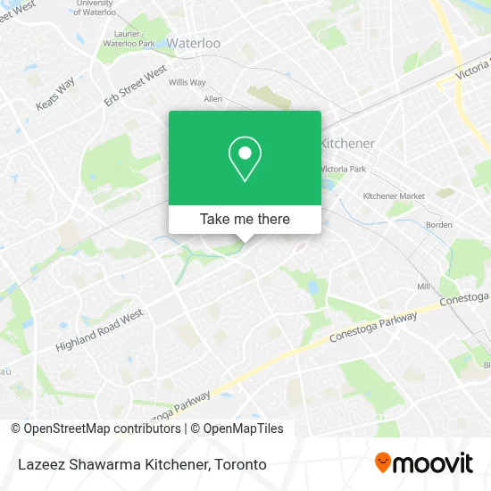 Lazeez Shawarma Kitchener map