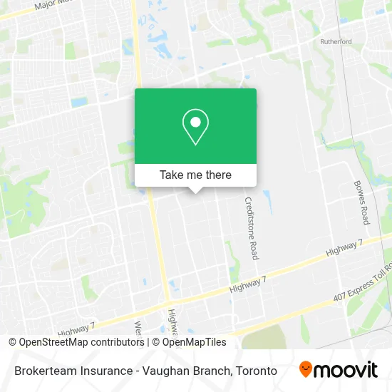 Brokerteam Insurance - Vaughan Branch map