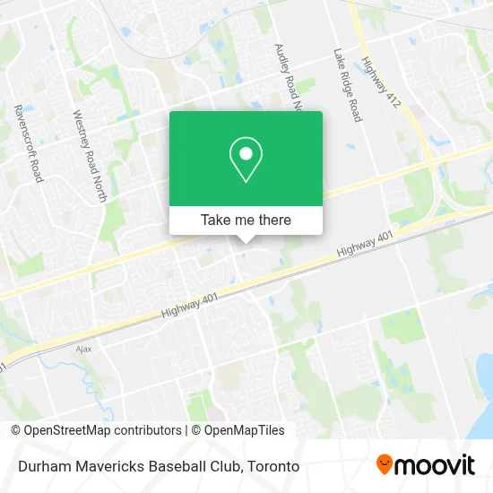 Durham Mavericks Baseball Club map