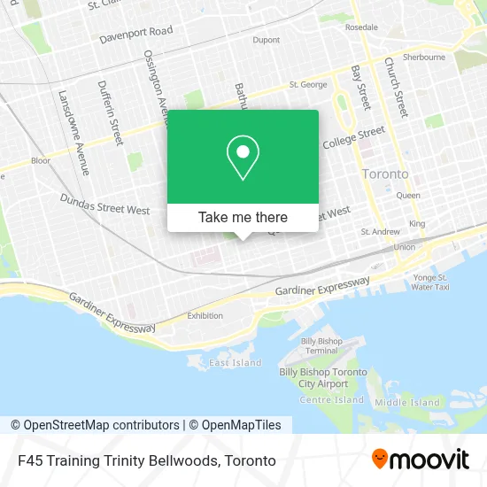 F45 Training Trinity Bellwoods map