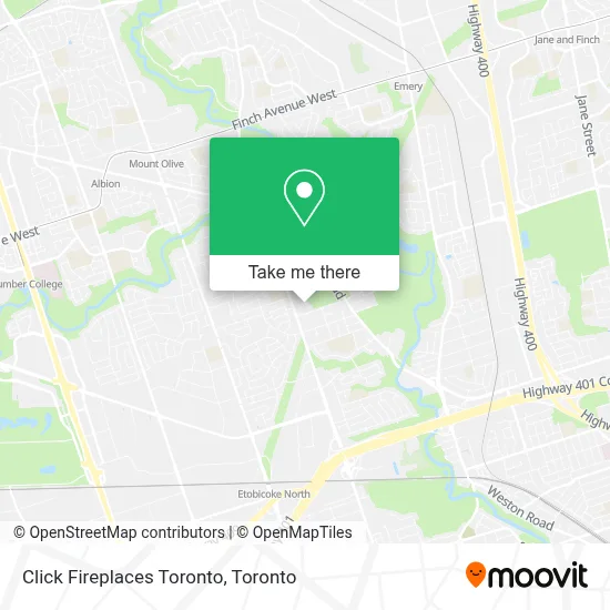 Click Fireplaces Toronto map