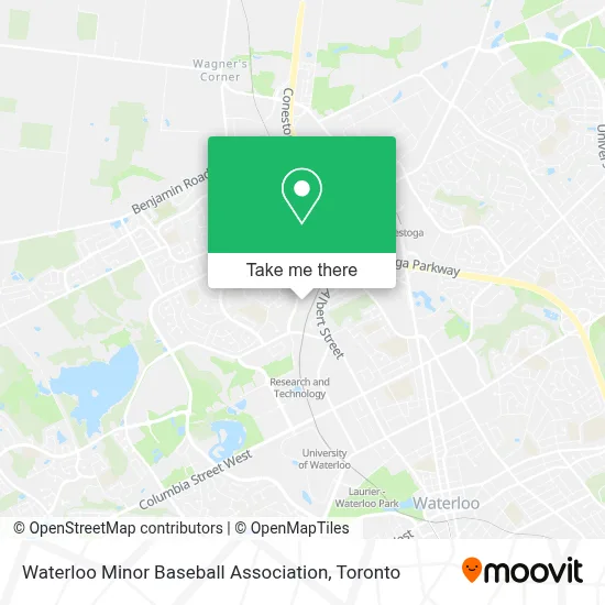 Waterloo Minor Baseball Association map