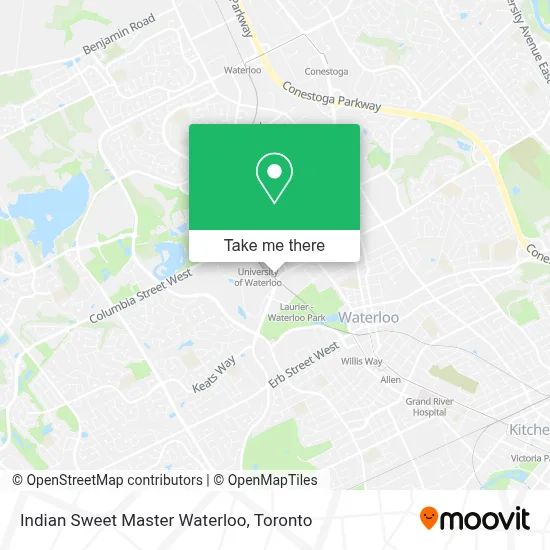 Indian Sweet Master Waterloo map