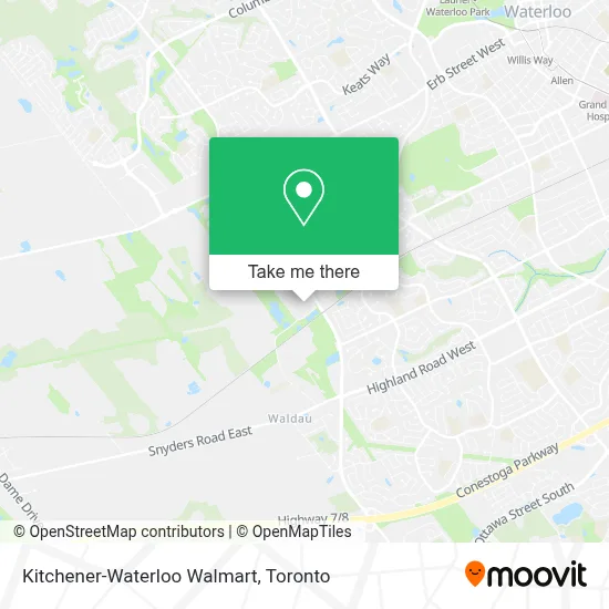 Kitchener-Waterloo Walmart map