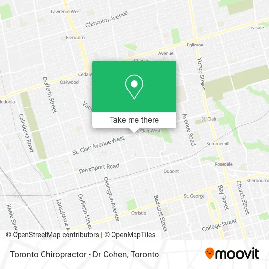 Toronto Chiropractor - Dr Cohen map