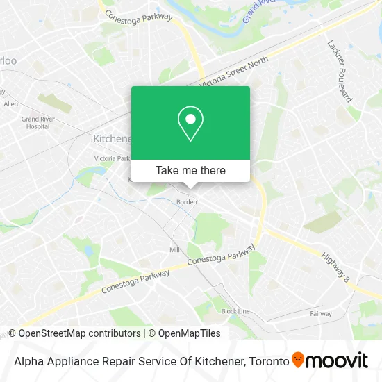 Alpha Appliance Repair Service Of Kitchener map