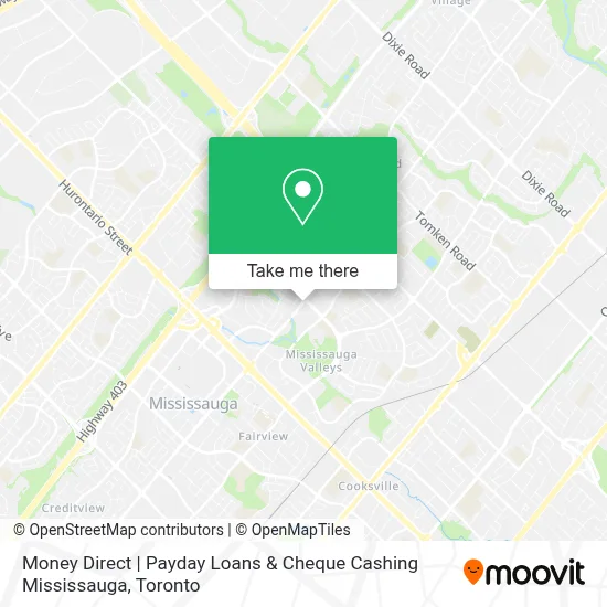 Money Direct | Payday Loans & Cheque Cashing Mississauga map