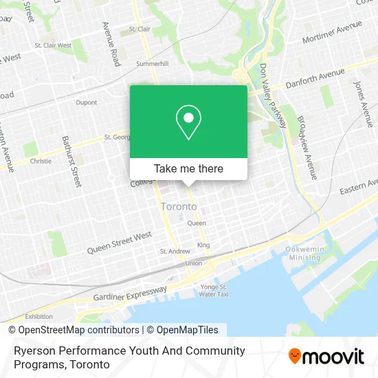 Ryerson Performance Youth And Community Programs map