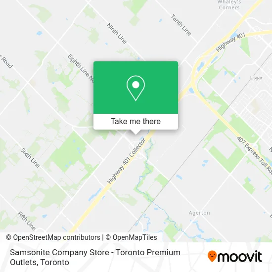 Samsonite Company Store - Toronto Premium Outlets map