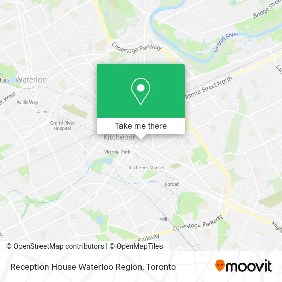 Reception House Waterloo Region map