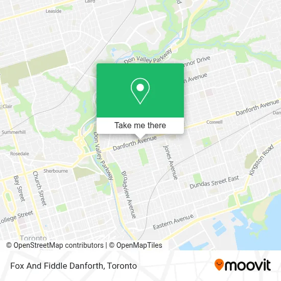 Fox And Fiddle Danforth map