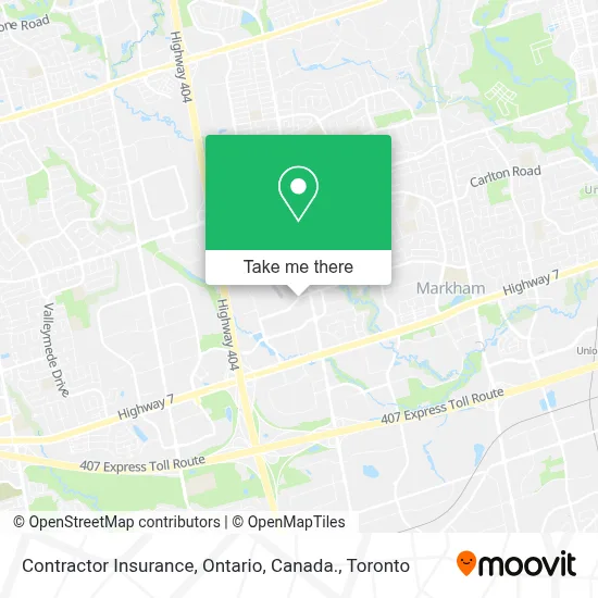 Contractor Insurance, Ontario, Canada. map