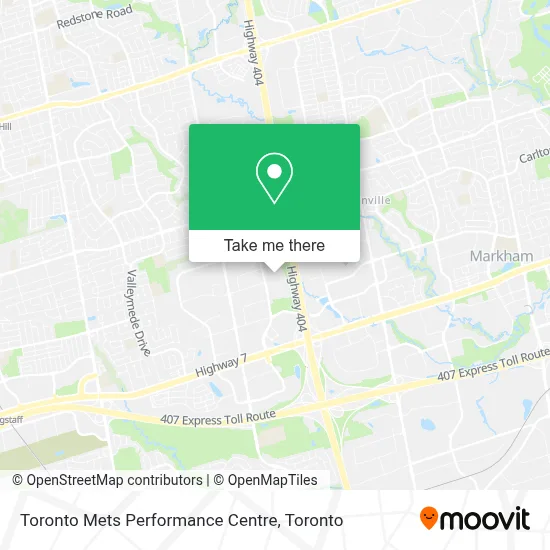 Toronto Mets Performance Centre map