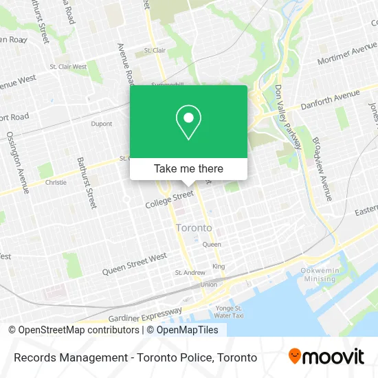 Records Management - Toronto Police map