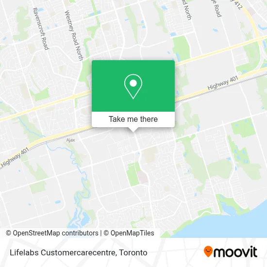 Lifelabs Customercarecentre map