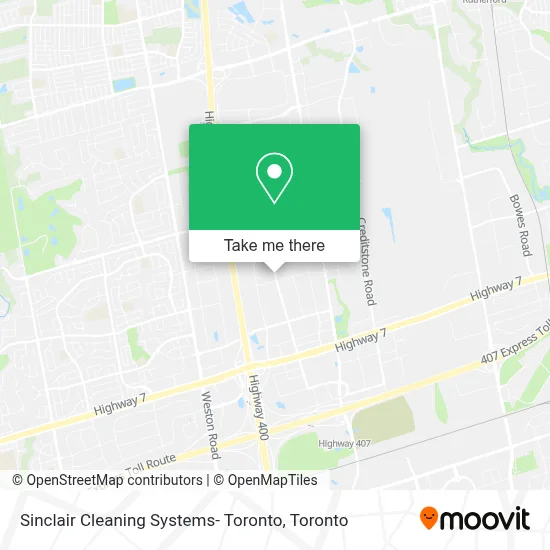 Sinclair Cleaning Systems- Toronto map