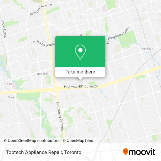 Toptech Appliance Repair map