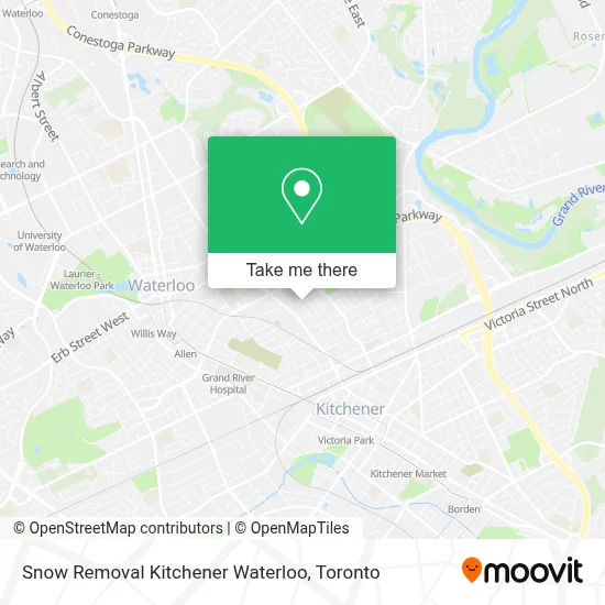 Snow Removal Kitchener Waterloo map