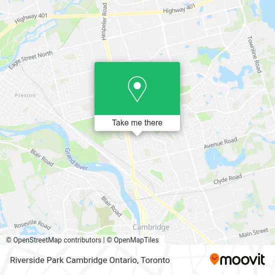 Riverside Park Cambridge Ontario map