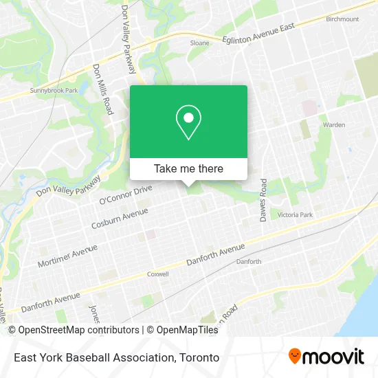 East York Baseball Association map