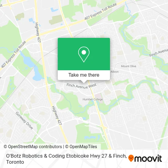 O'Botz Robotics & Coding Etobicoke Hwy 27 & Finch map