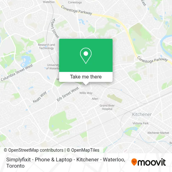 Simplyfixit - Phone & Laptop - Kitchener - Waterloo map