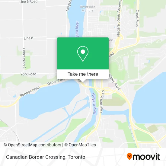 Canadian Border Crossing map