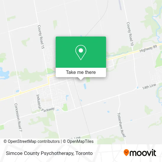 Simcoe County Psychotherapy map