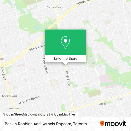 Baskin Robbins And Kernels Popcorn map