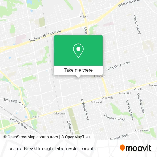 Toronto Breakthrough Tabernacle map