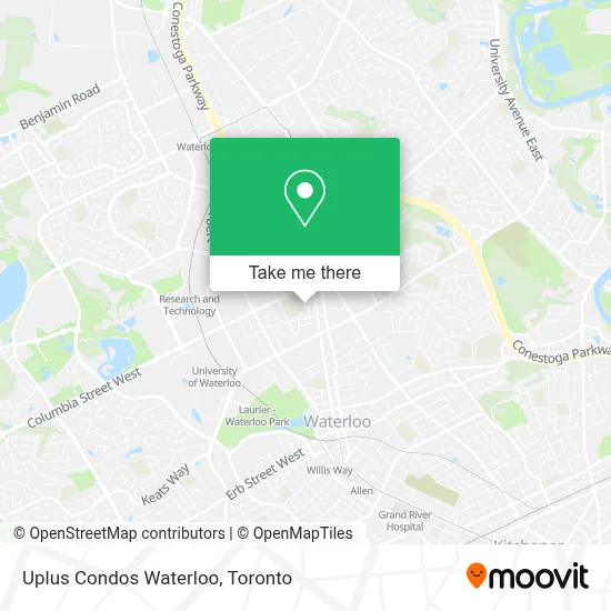 Uplus Condos Waterloo map