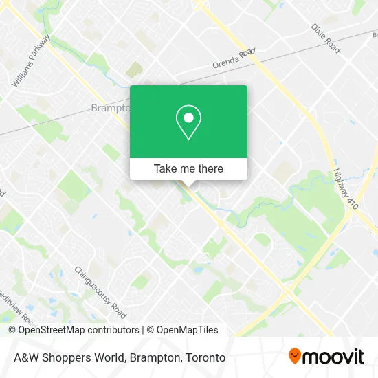 A&W Shoppers World, Brampton map