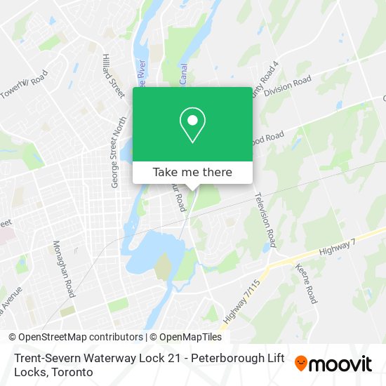 Trent-Severn Waterway Lock 21 - Peterborough Lift Locks map