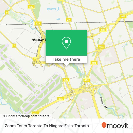Zoom Tours Toronto To Niagara Falls map