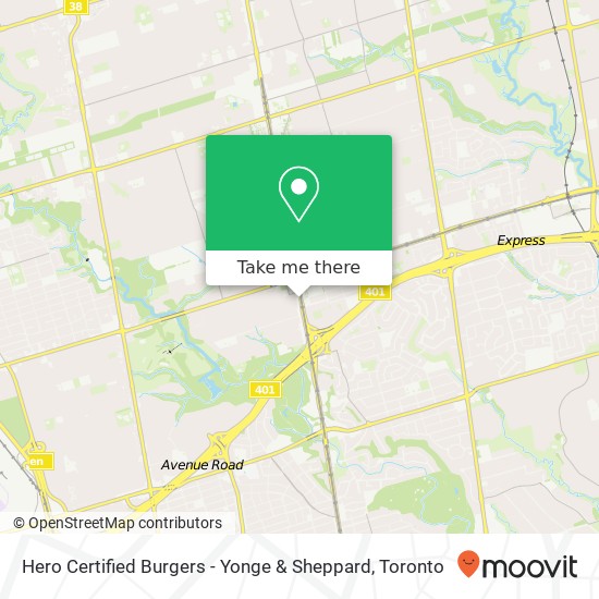 Hero Certified Burgers - Yonge & Sheppard map