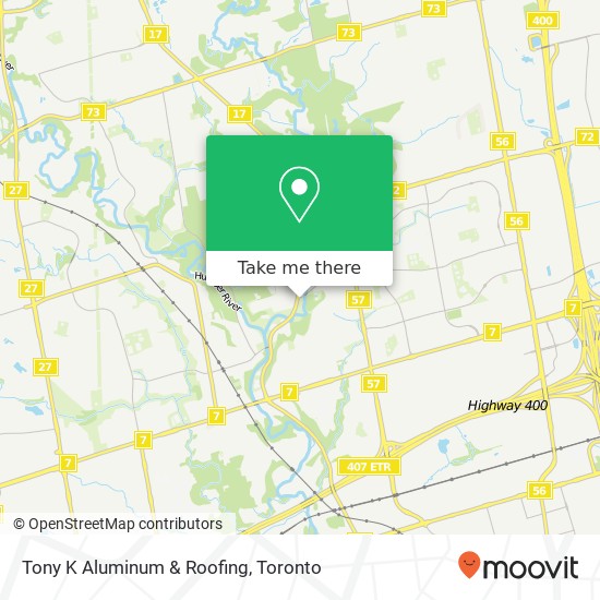 Tony K Aluminum & Roofing map