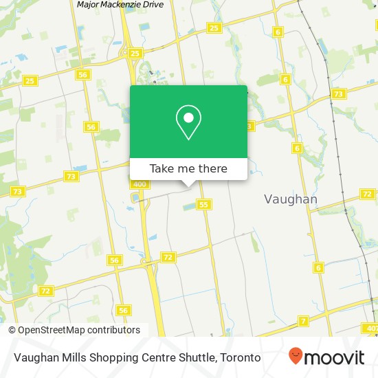 Vaughan Mills Shopping Centre Shuttle plan