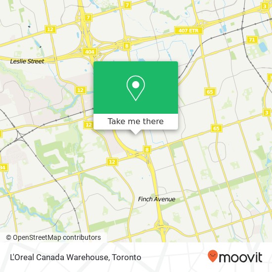 L'Oreal Canada Warehouse map