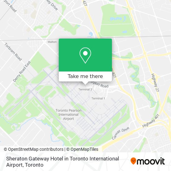 Sheraton Gateway Hotel in Toronto International Airport map