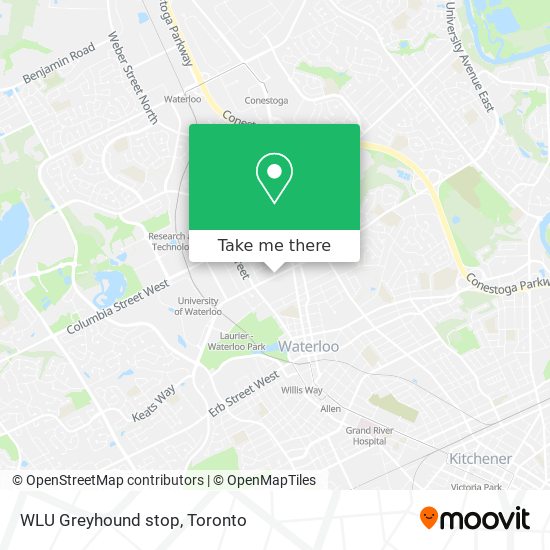 WLU Greyhound stop map