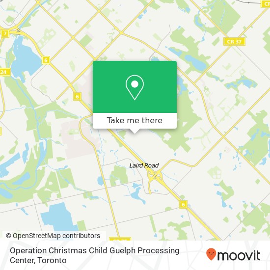 Operation Christmas Child Guelph Processing Center map