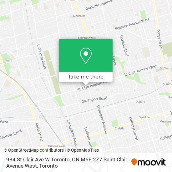984 St Clair Ave W Toronto, ON M6E 2Z7 Saint Clair Avenue West map