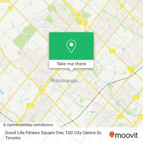 Good Life Fitness Square One, 100 City Centre Dr map