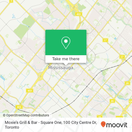 Moxie's Grill & Bar - Square One, 100 City Centre Dr plan
