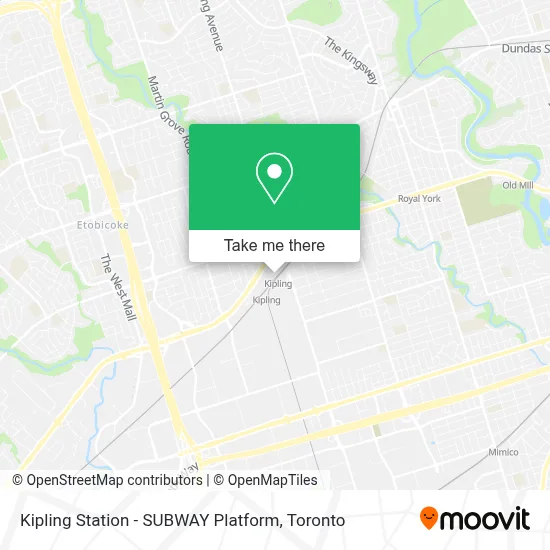 Kipling Station - SUBWAY Platform map