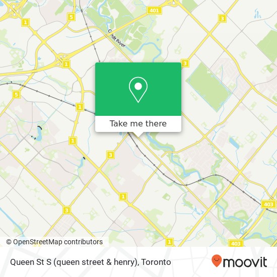 Queen St S (queen street & henry), Mississauga, ON L5M map