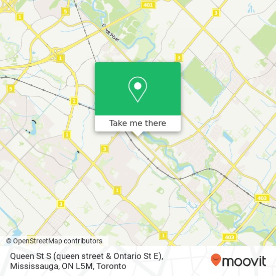 Queen St S (queen street & Ontario St E), Mississauga, ON L5M map