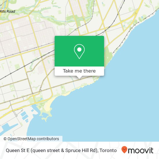 Queen St E (queen street & Spruce Hill Rd), Toronto, ON M4E map