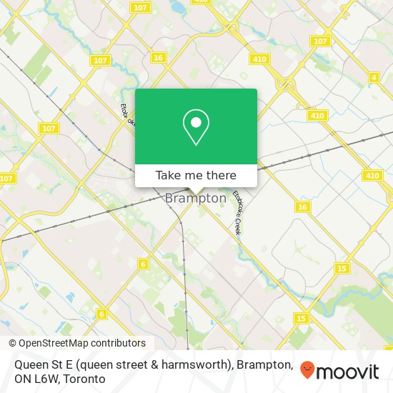 Queen St E (queen street & harmsworth), Brampton, ON L6W map