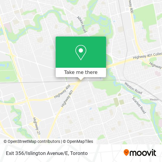 Exit 356/Islington Avenue/E map